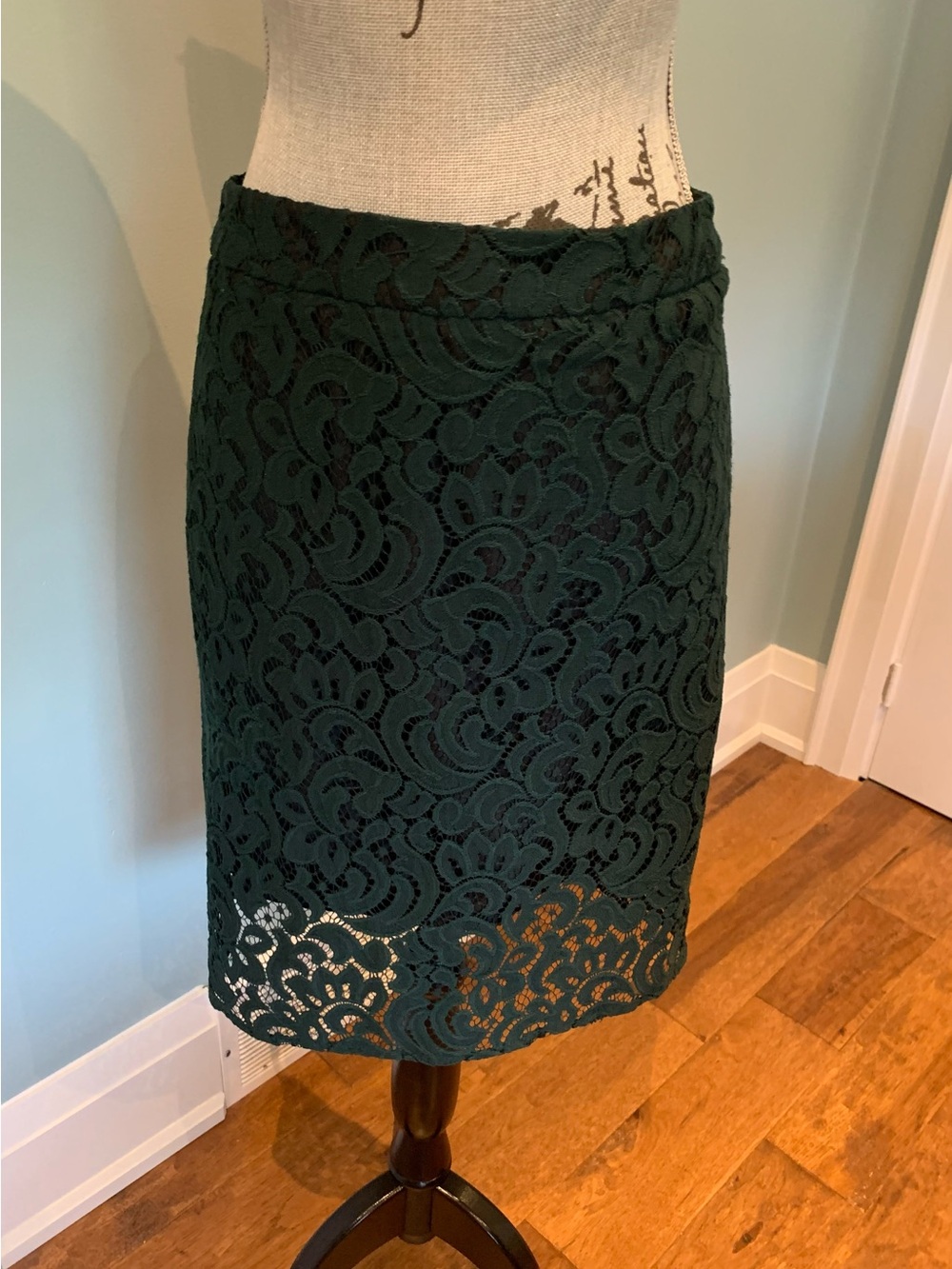 mercer & madison Dark Emerald Lace Pencil Skirt